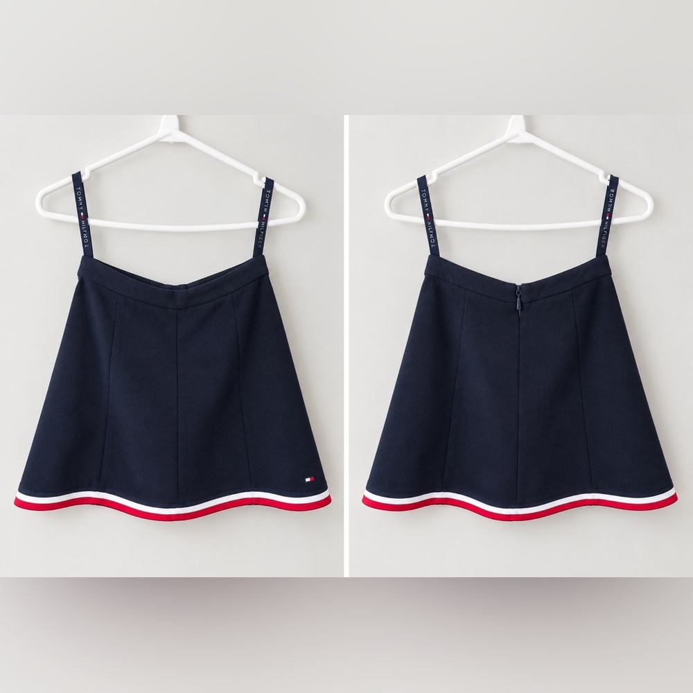 Tommy Hilfiger Navy Skater Skirt with Red & White Stripe Hem
